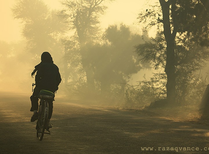School Time And Misty Winter Morning