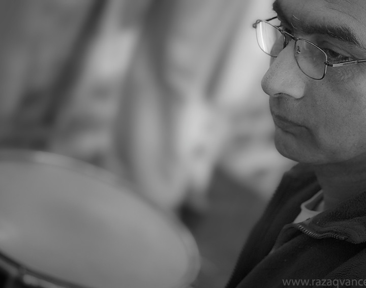 Black And White Portrait Of The Drummer