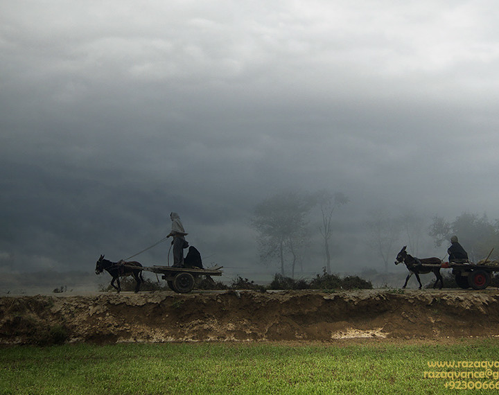 Village life In A Winter Cloudy Morning